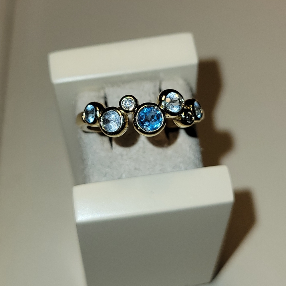 Kay Jewelers Gold and Blue Gemstone Ring - Picture 3 of 6